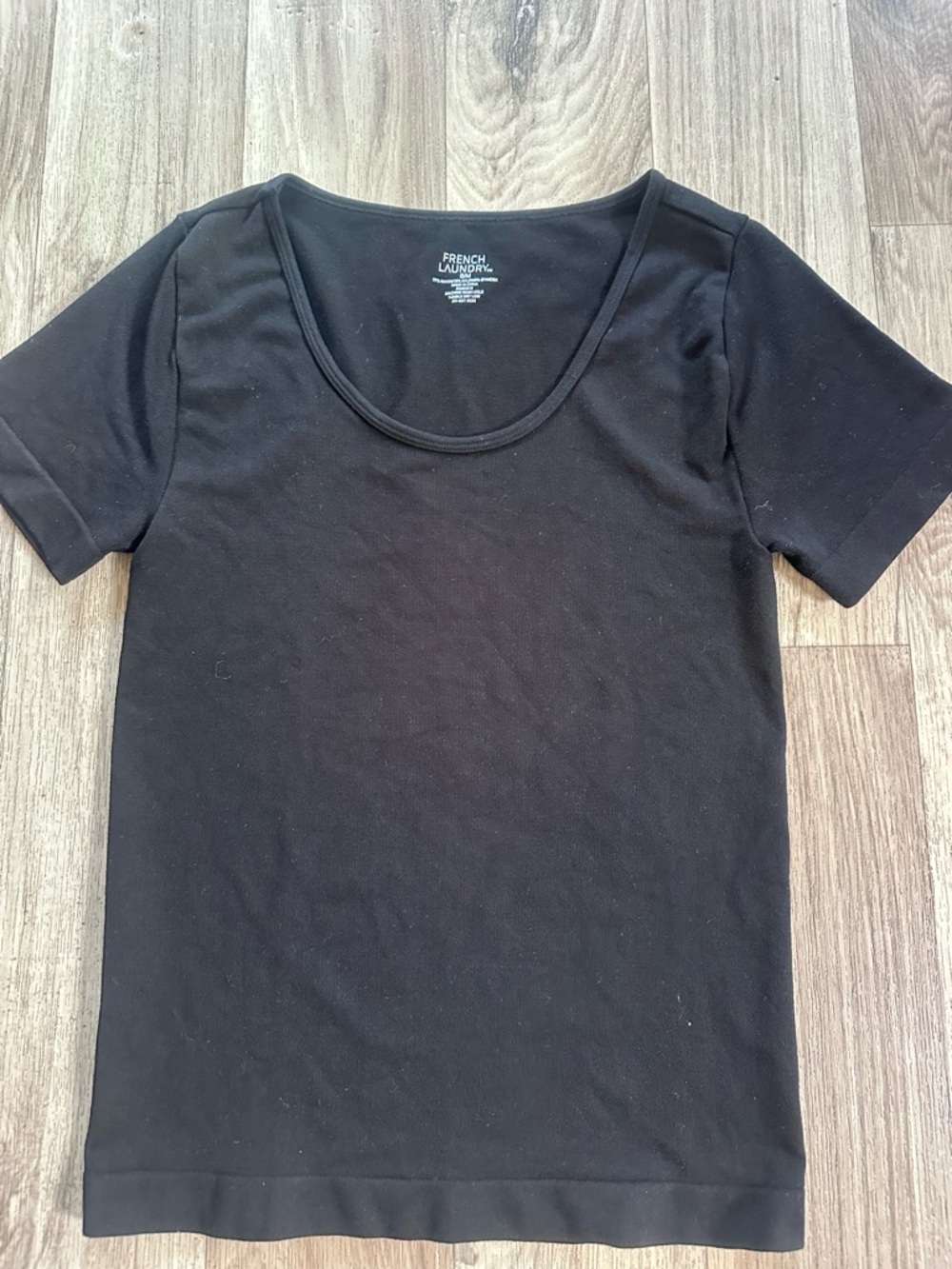 French Laundry Black Scoop Neck Short Sleeve Tee